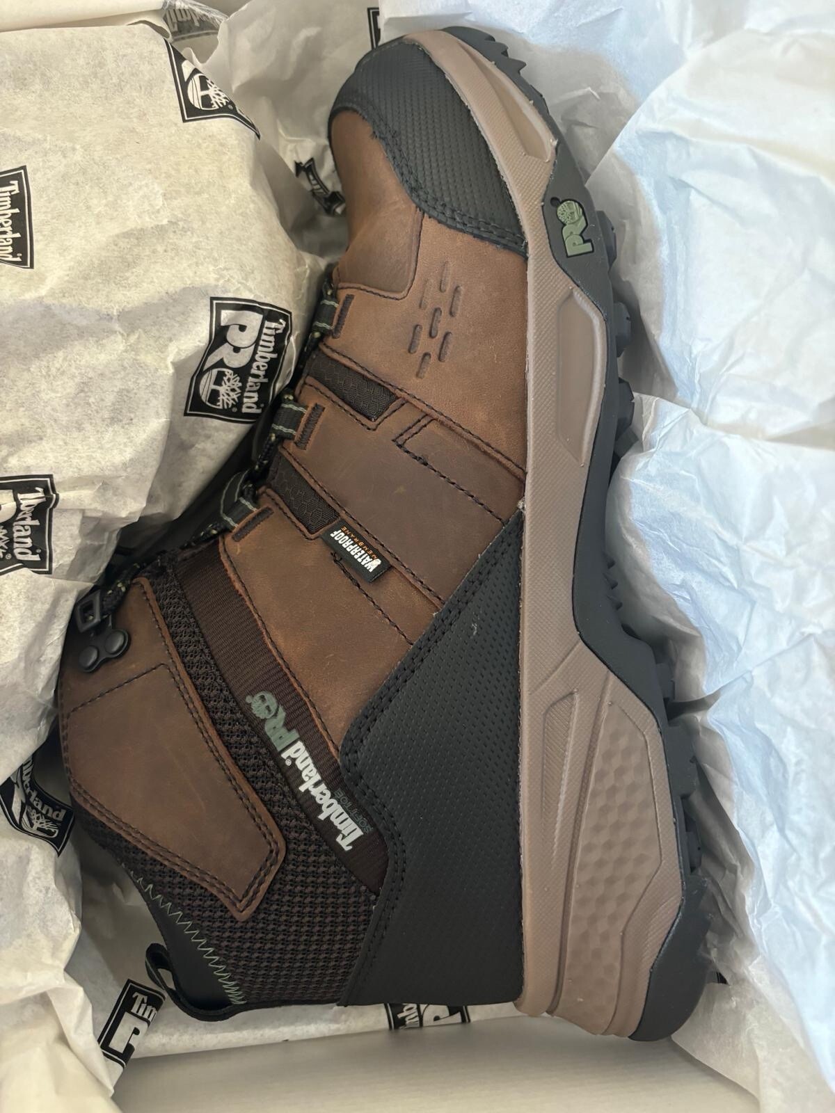 Men's Timberland PRO Switchback LT Waterproof Boots BROWN GREEN SOFT TOE WORK