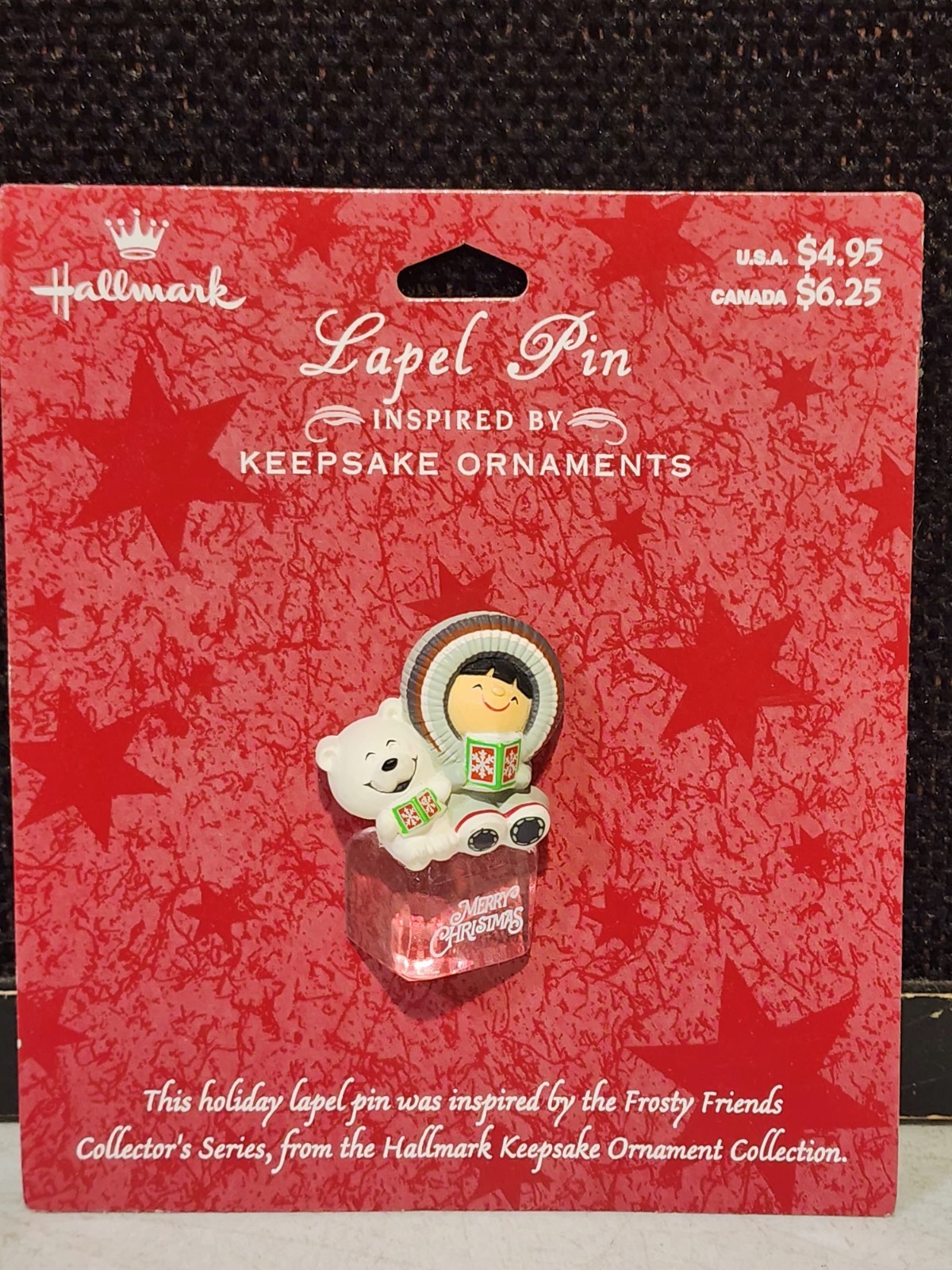 NEW ON CARD Vintage Hallmark Frosty Friends Merry Christmas Pin