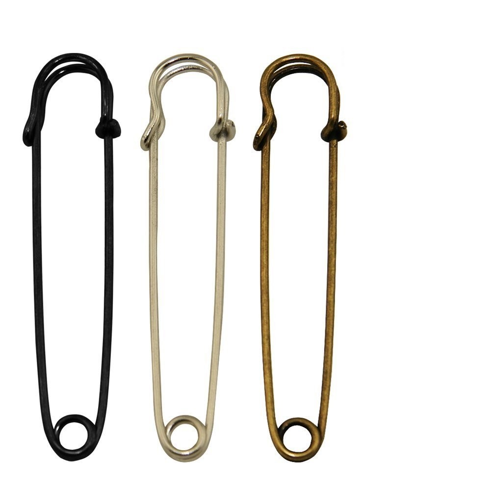 Wish Hally Wood Set of 12pcs Extra-Large 4" Steel Safety Pins - Blankets, Ski...