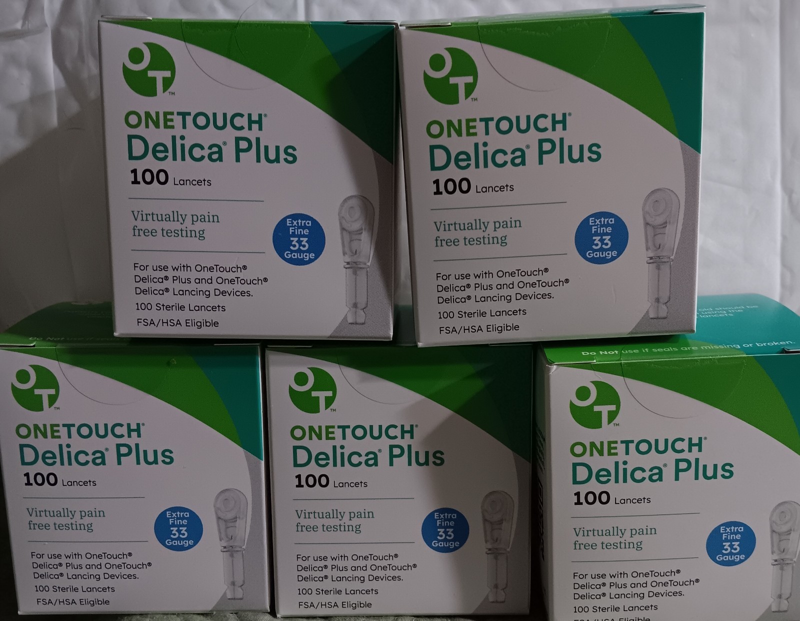 One Touch Delica Plus 100 Lancets Exp 2030-7-31  lot of 6 boxes of 100 each box