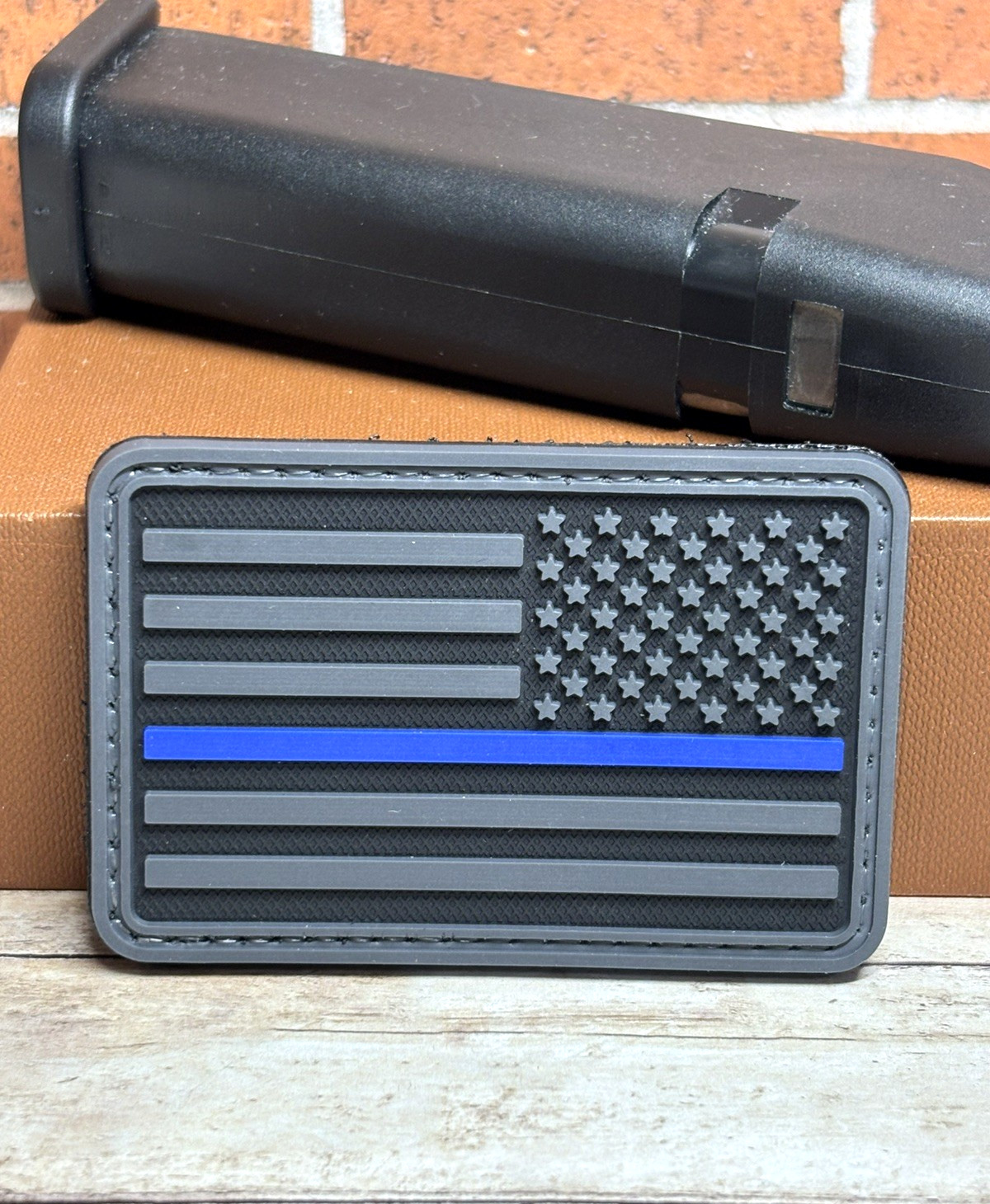 Thin Blue Line USA PVC Patch, Tactical Police American Reverse Flag Patch