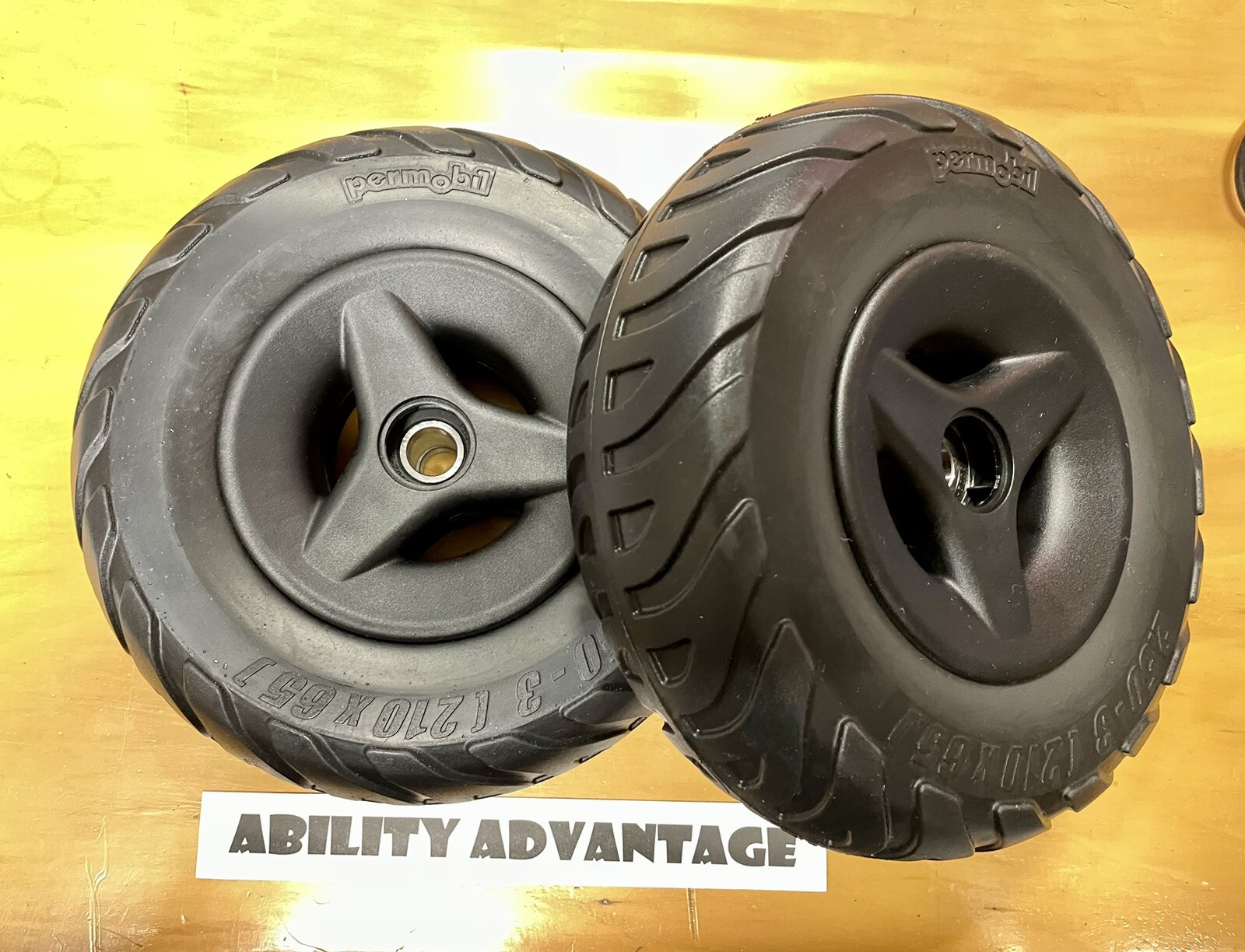 “2 NEW” Permobil 8” AGGRESSIVE SOLID TIRES on V.2 CASTERS. Fit M5, F5, F3 models