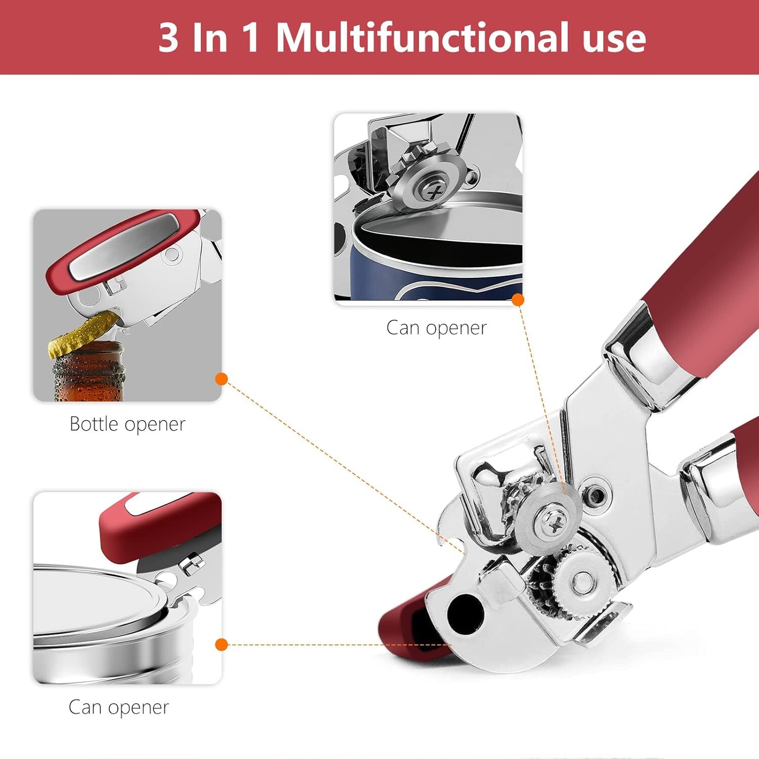 Abrelatas manual multifuncional 3 en 1 Abridor de botellas