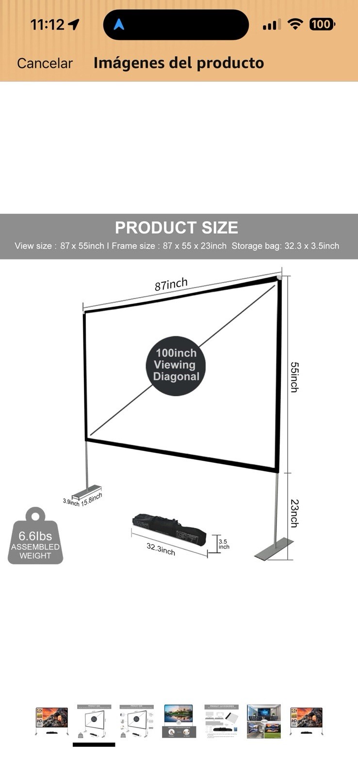 Portable Projector Screen with Stand, 100" or 80" Options, Indoor Outdoor Use