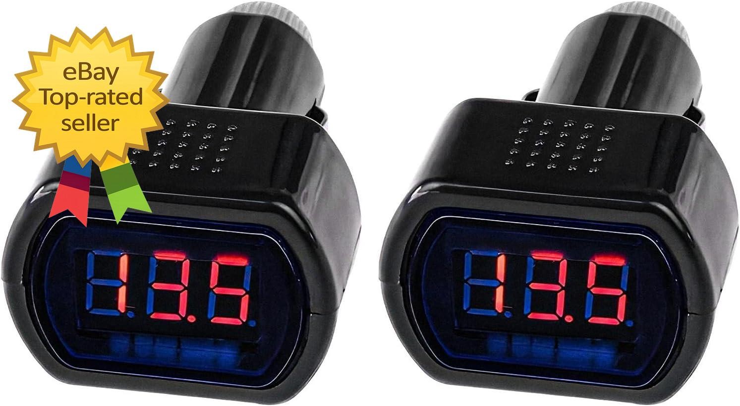 2pcs Car LED Cigarette Lighter Voltmeter 12v 24v Digital Battery Voltage Gauge