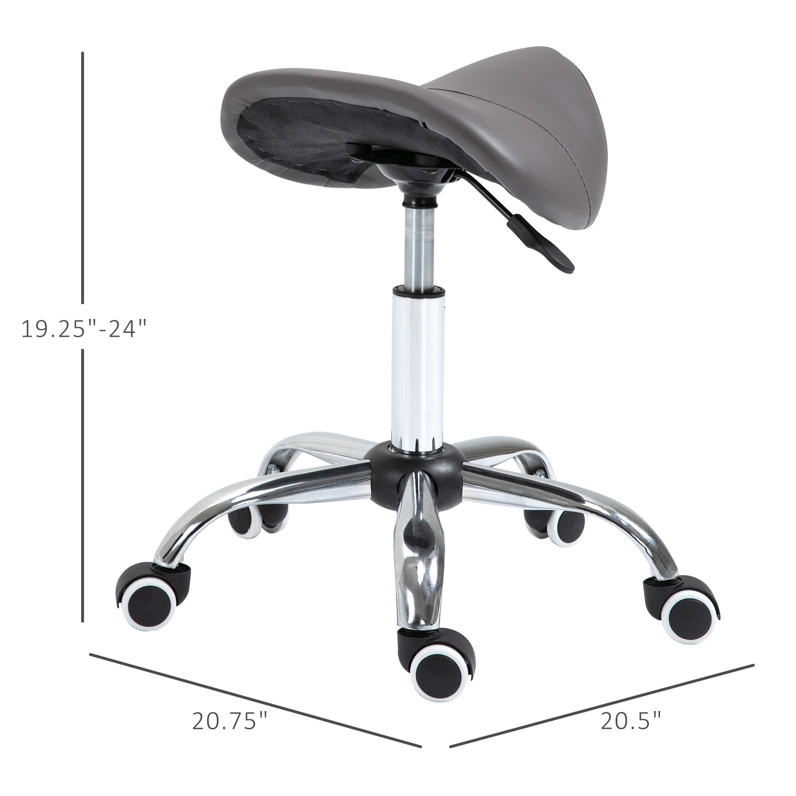 Rolling Saddle Stool Ergonomic PU Leather Height Adjustable Hydraulic Spa Chair