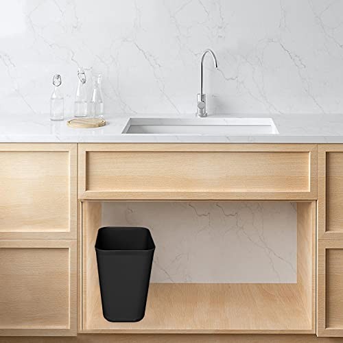 Efficient Trash Can Wastebasket, Fits Under Desk, Kitchen, 3.5 Gallons Black