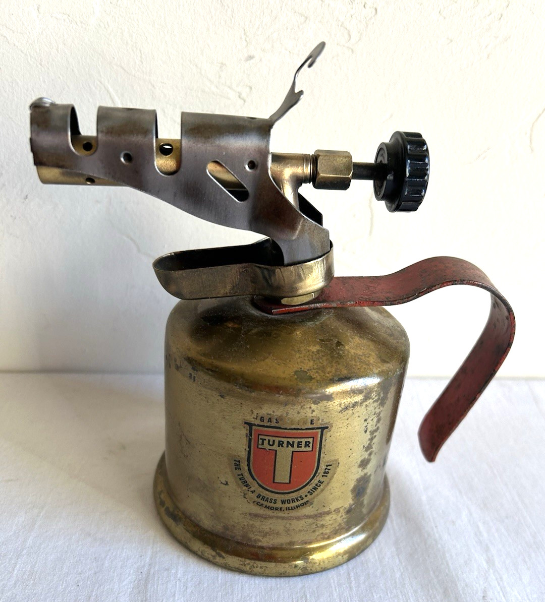 Vtg Turner Brass Works #60 Gasoline 1/2 pint Brass Blowtorch