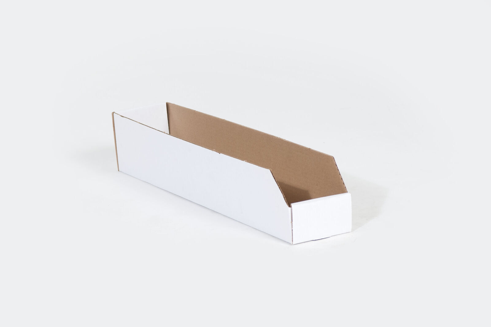 3 x 18 x 4 1/2" Open Top Bin Box White 25 Pack