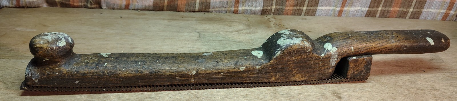 Vintage 14" Auto Body Convex Rasp File Wooden Handle Lead Leadsled 1950s