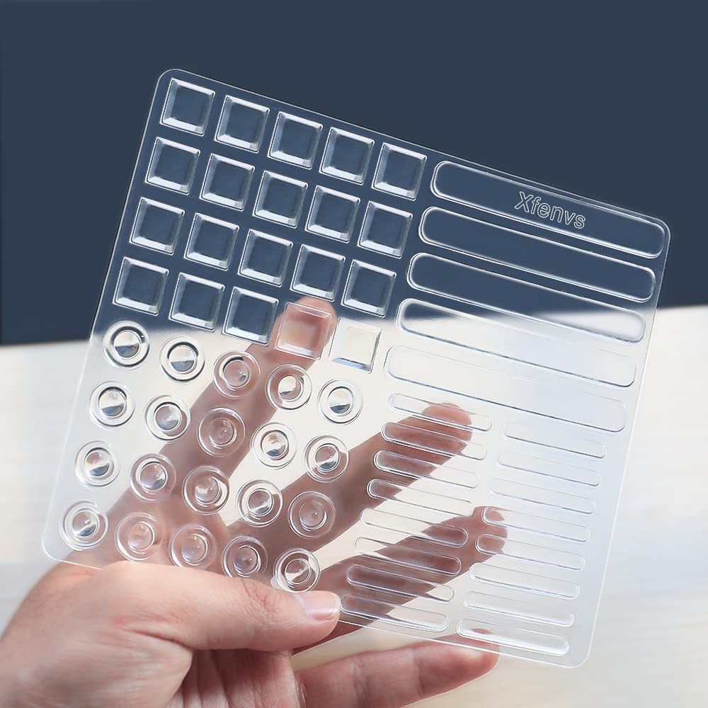 Cabinet Door Bumpers, 61 PCS Clear Soft Rubber Bumper Pads, Strong Self-Adhes...