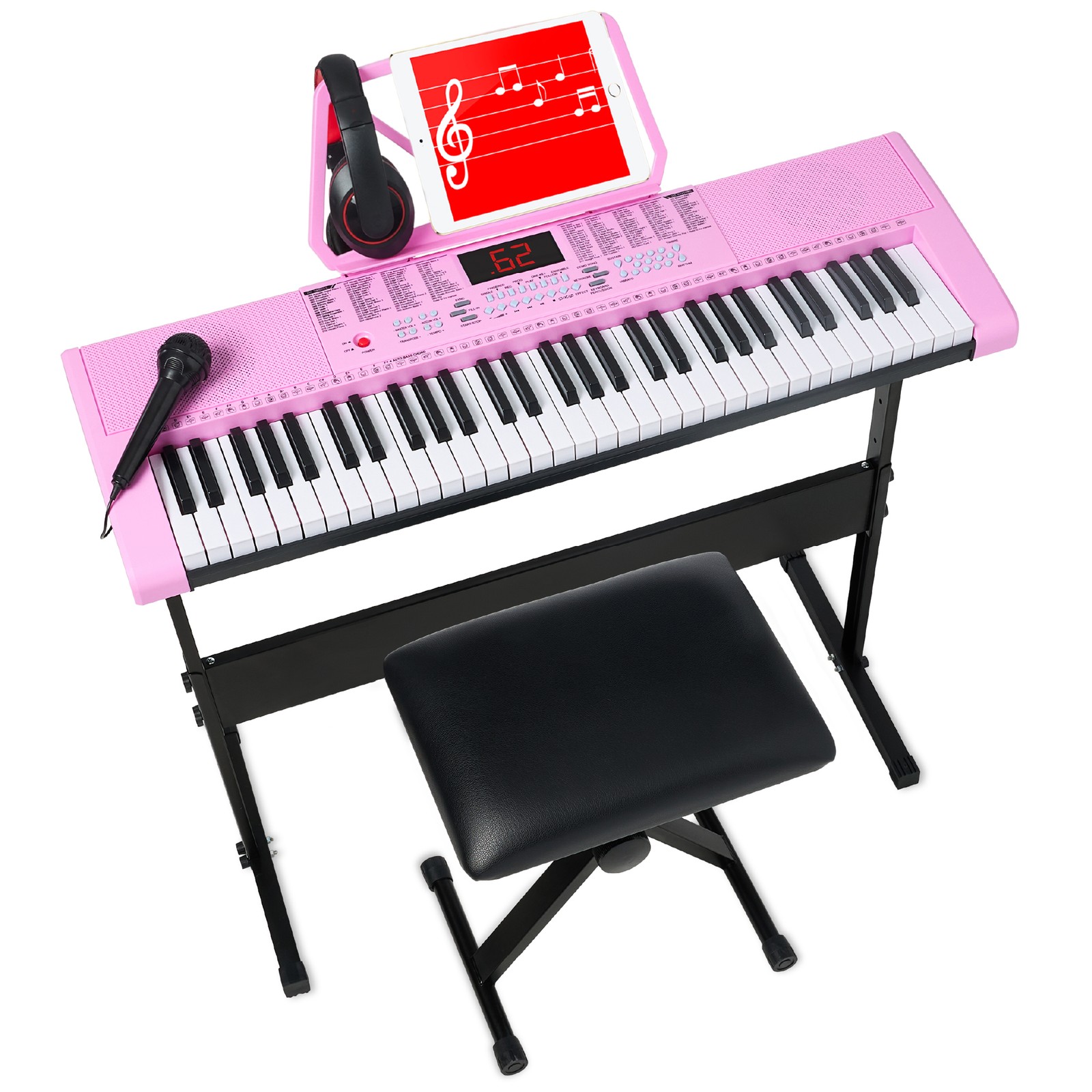 Best Choice Products 61-Key Beginners Electronic Keyboard Piano Set 3 Modes