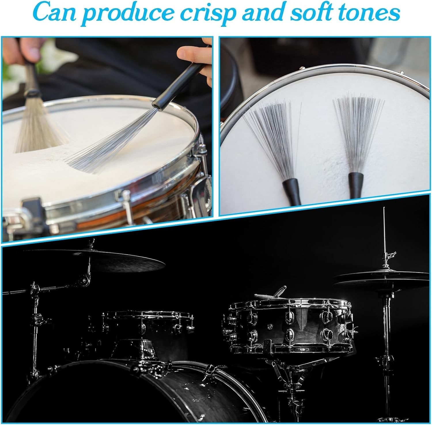 Wire Brushes for Drum Set Retractable Smooth Jazz Adjustable Fan