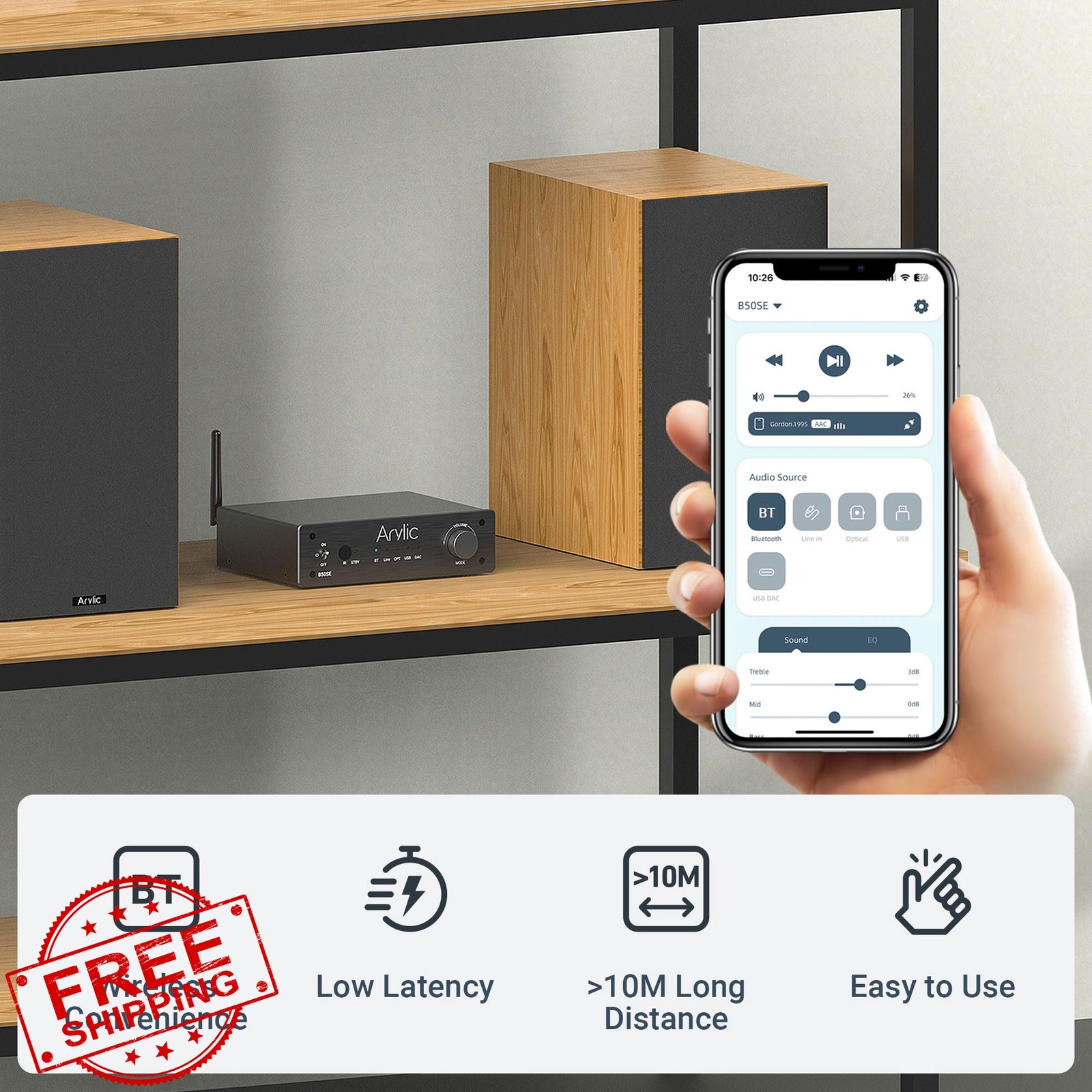 Arylic B50SE Bluetooth 5.1 Stereo Receiver Amp