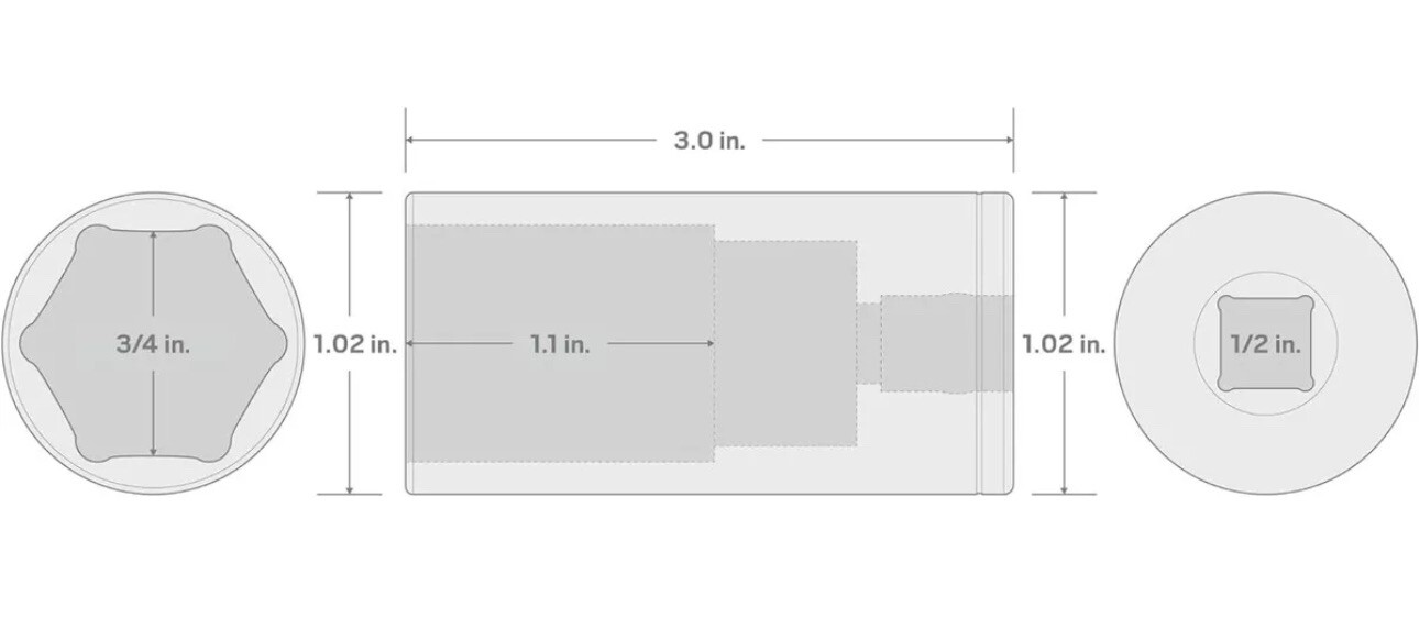 TEKTON 1/2 Inch Drive x 3/4 Deep 6-Point Socket | in., 6-point