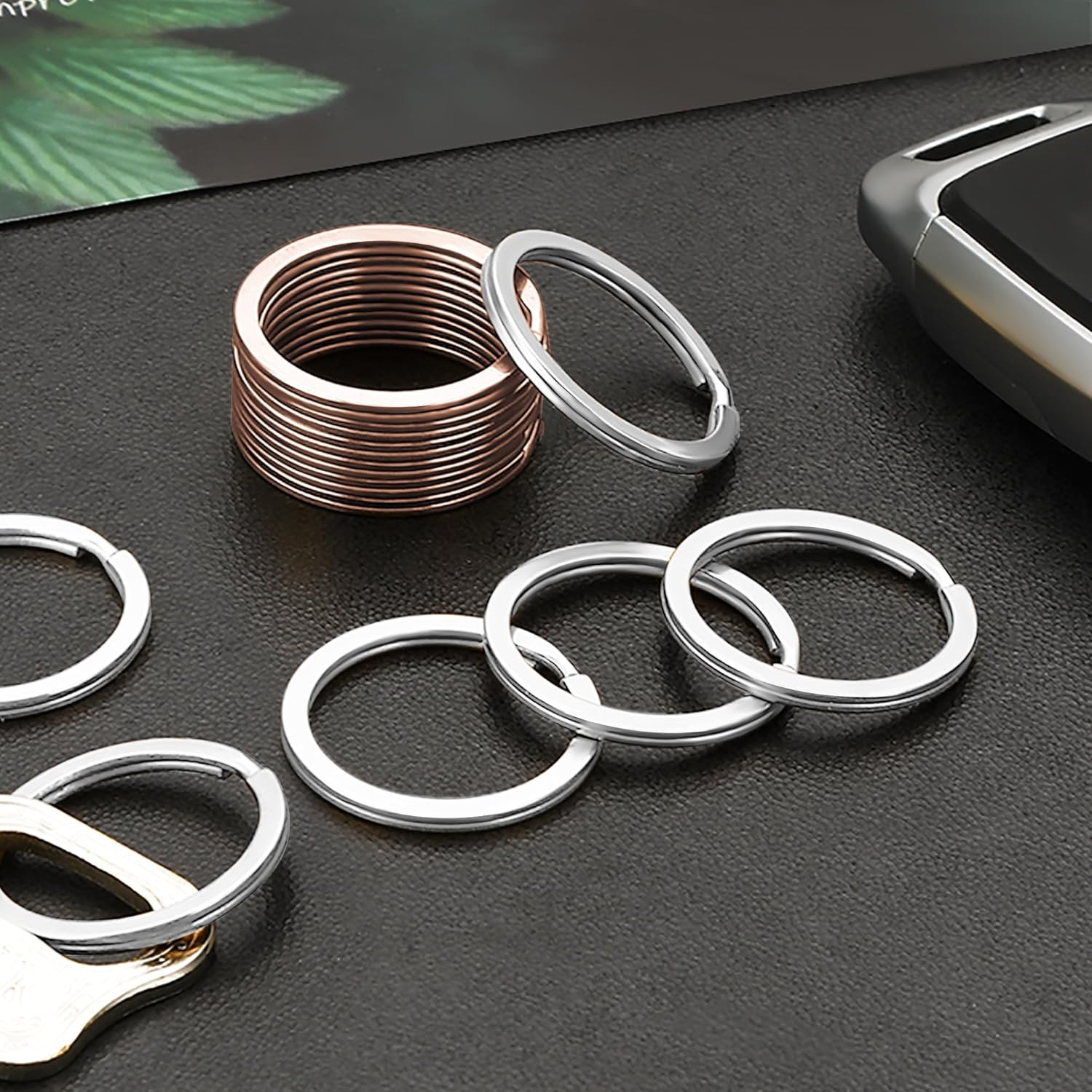 Key Rings, 12 Pcs Stainless Steel Key Ring for Keychains, 1Inch Flat Split Keych