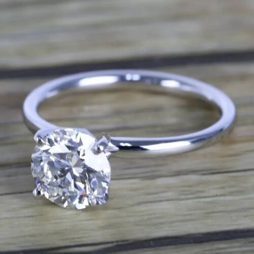 Round Cut Lab-Created 2.10 Ct White Diamond Engagement Ring 925 Sterling Silver