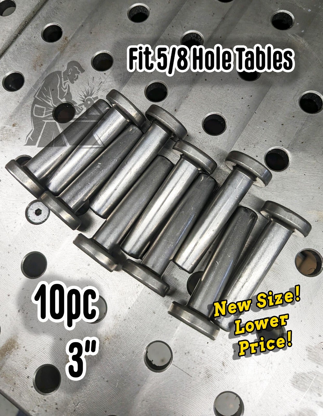 10-Pack Welding Table Locating Pins 5/8 x 3" Fixture Table Stop Pins
