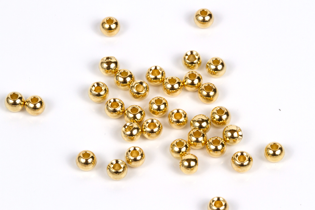 25 Tungsten Fly Tying Beads - 7/64" (2.8mm) Gold