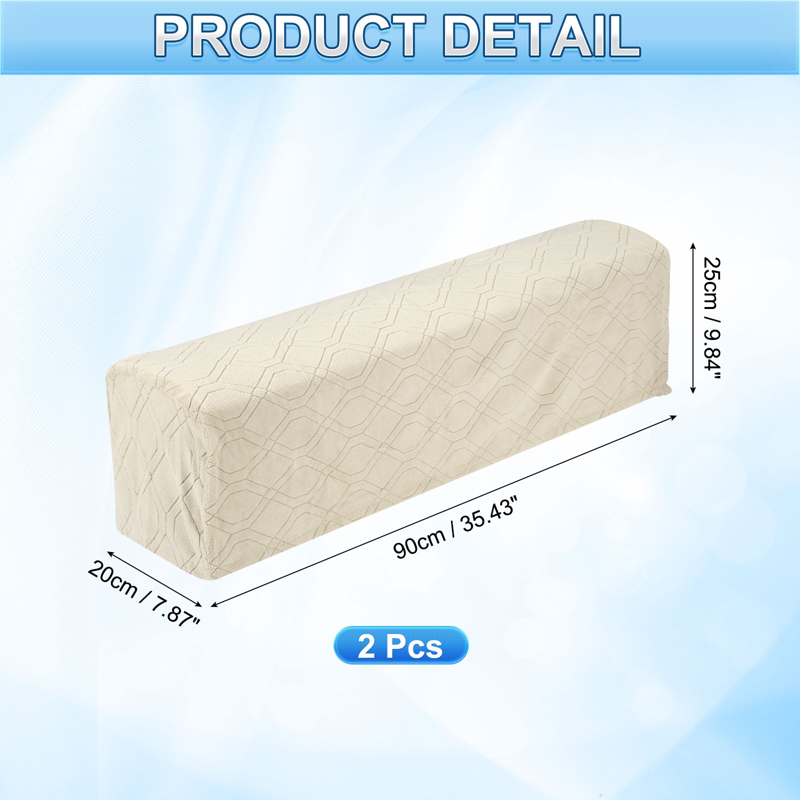2Pcs Diamond Pattern Stretch Armrest Covers, Armchair Slipcovers, Cream