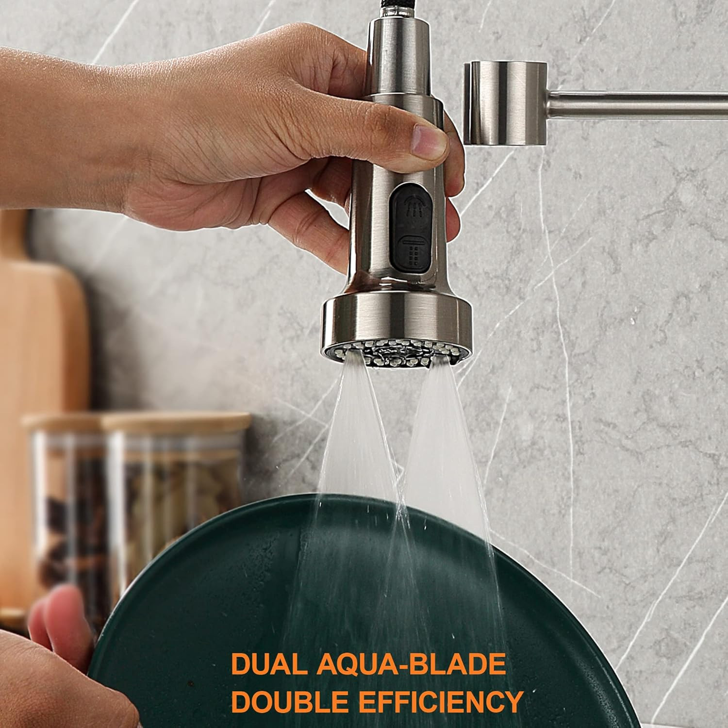 Pull down Spray Head Replacement - for Kitchen Faucet Sprayer Head with 15 Adapt