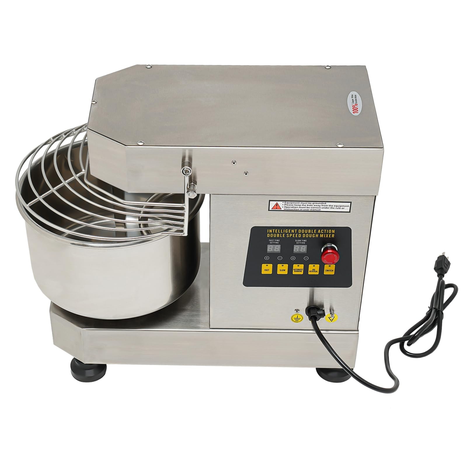Commercial Food Mixer Dual Rotating Dough Kneading Machine with Stainless Steel