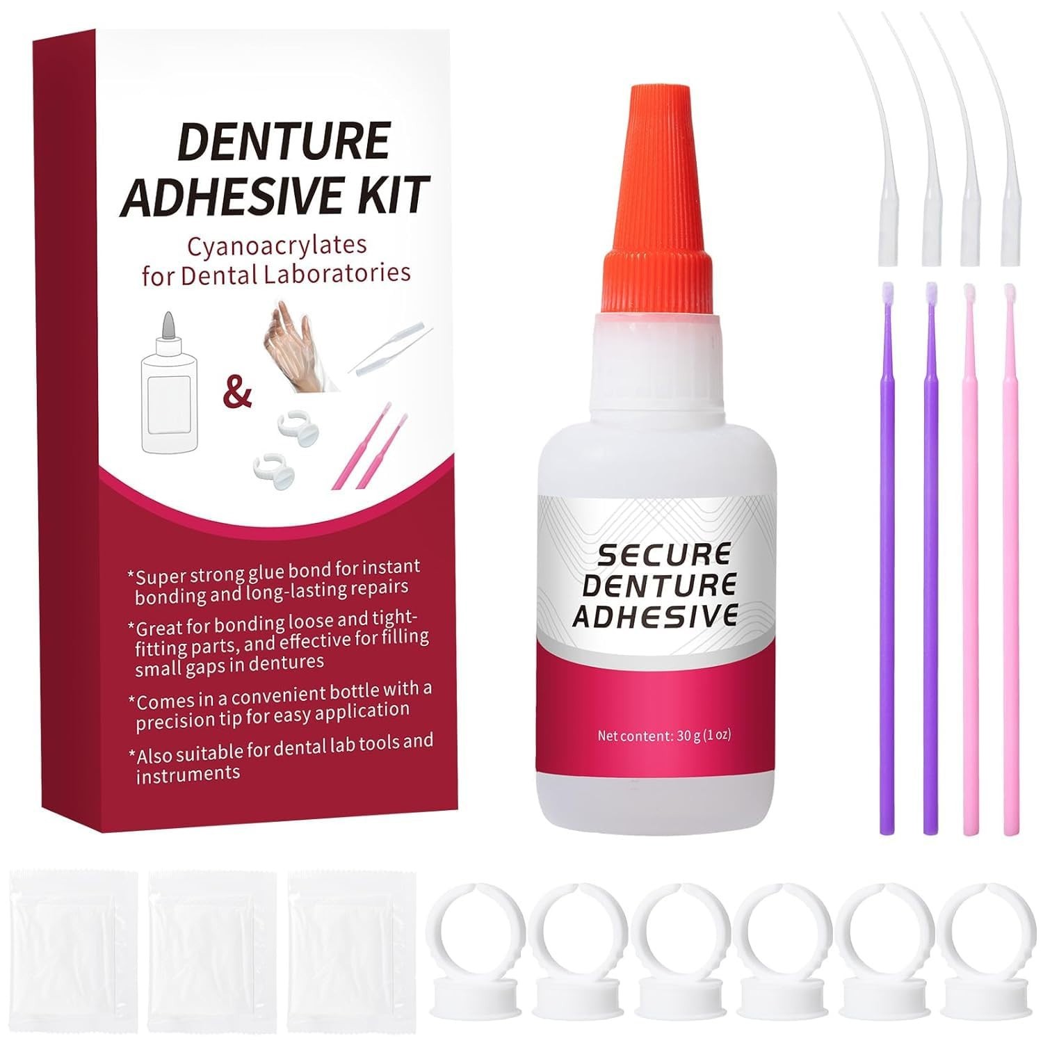 Pegamento dental de laboratorio dental (1 oz): repara grietas y fija dientes flo