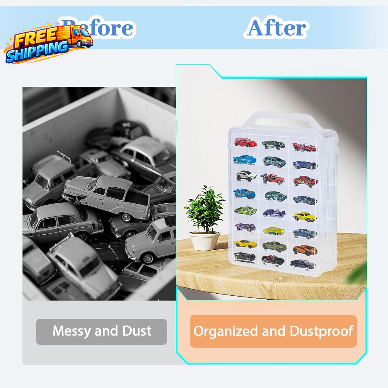 Double Sided Storage Case for Hot Wheels Storage with Carrying Handle Portable