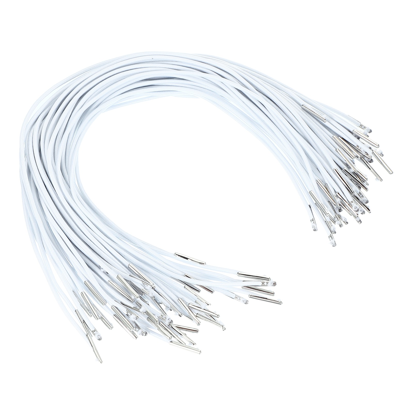 50 Pcs 13 Inch Elastic Barbed Cord 2 mm Loop Stretch Round String White