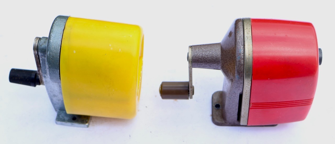(2) Hand Crank Pencil Sharpeners / Berol - Bulldog / Desk - Wall Mount / MTT