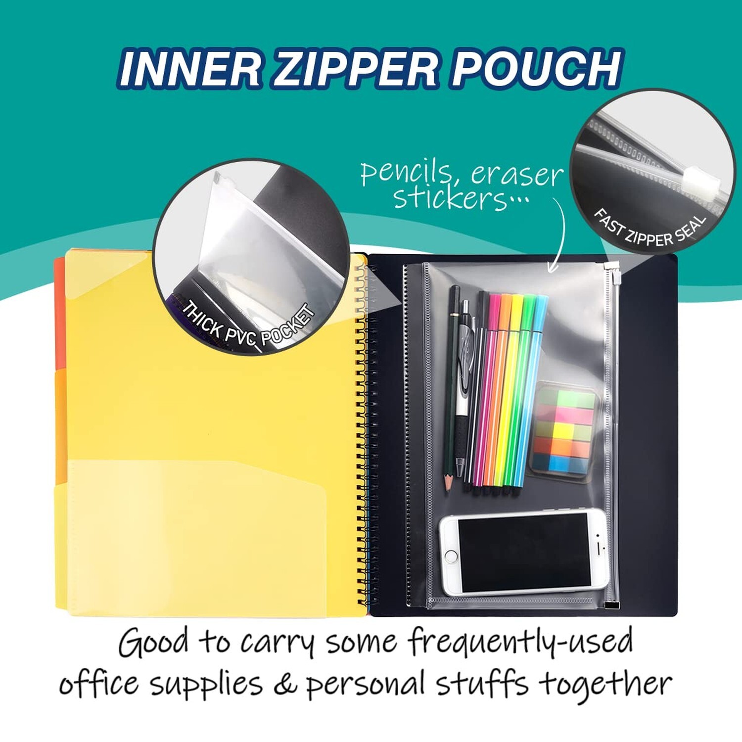 18 Pocket Poly Project Organizer, Spiral Multi Pocket Folder Organizer with P...