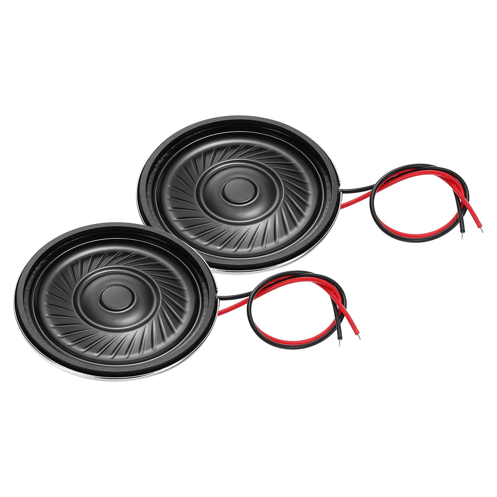 2 Pcs 1W 8 Ohm Small Speakers Metal Round Speaker with Wires, 36x5mm Black