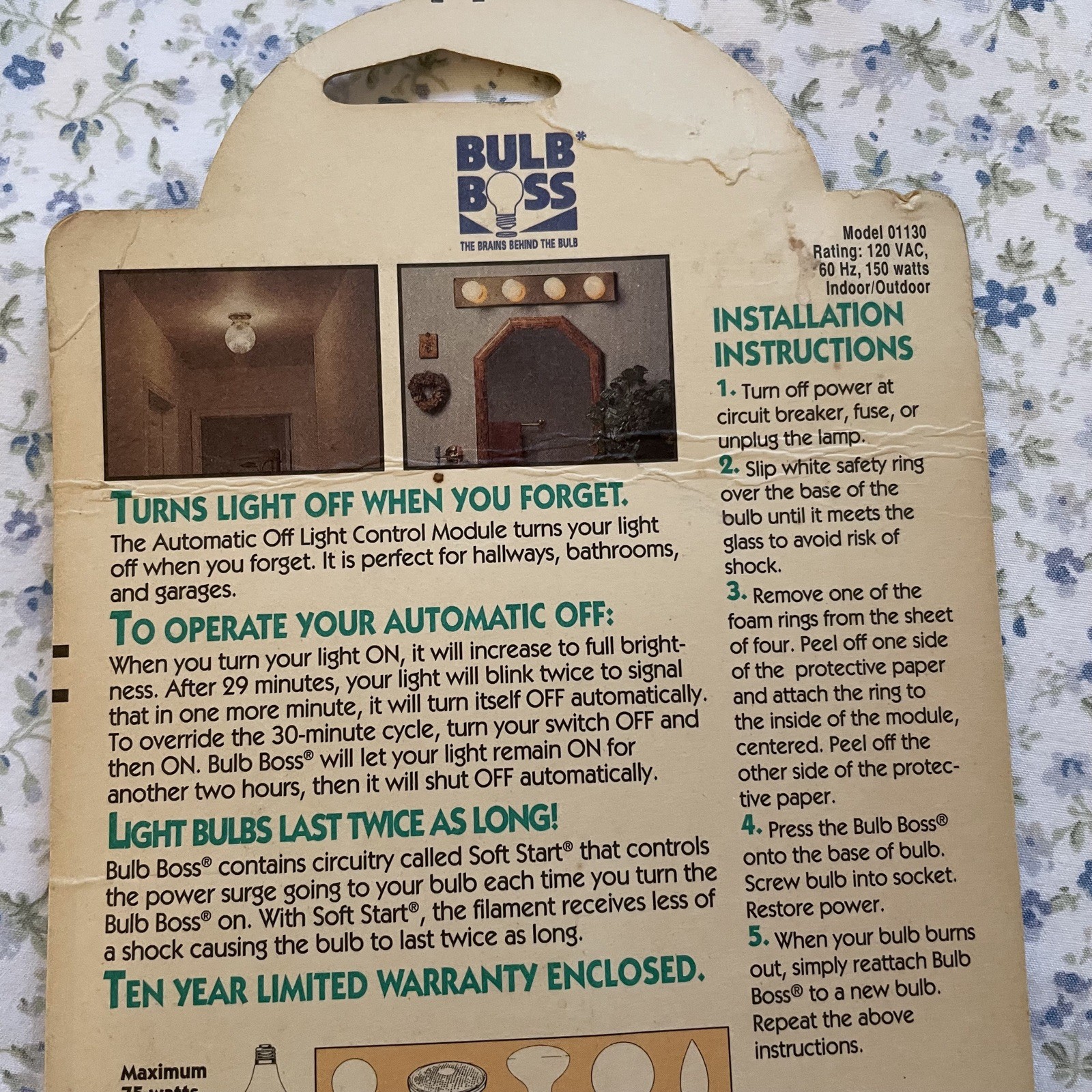 ABCO Beacon 30 Minutes Automatic Off Incandescent Light Bulb Control Button USA