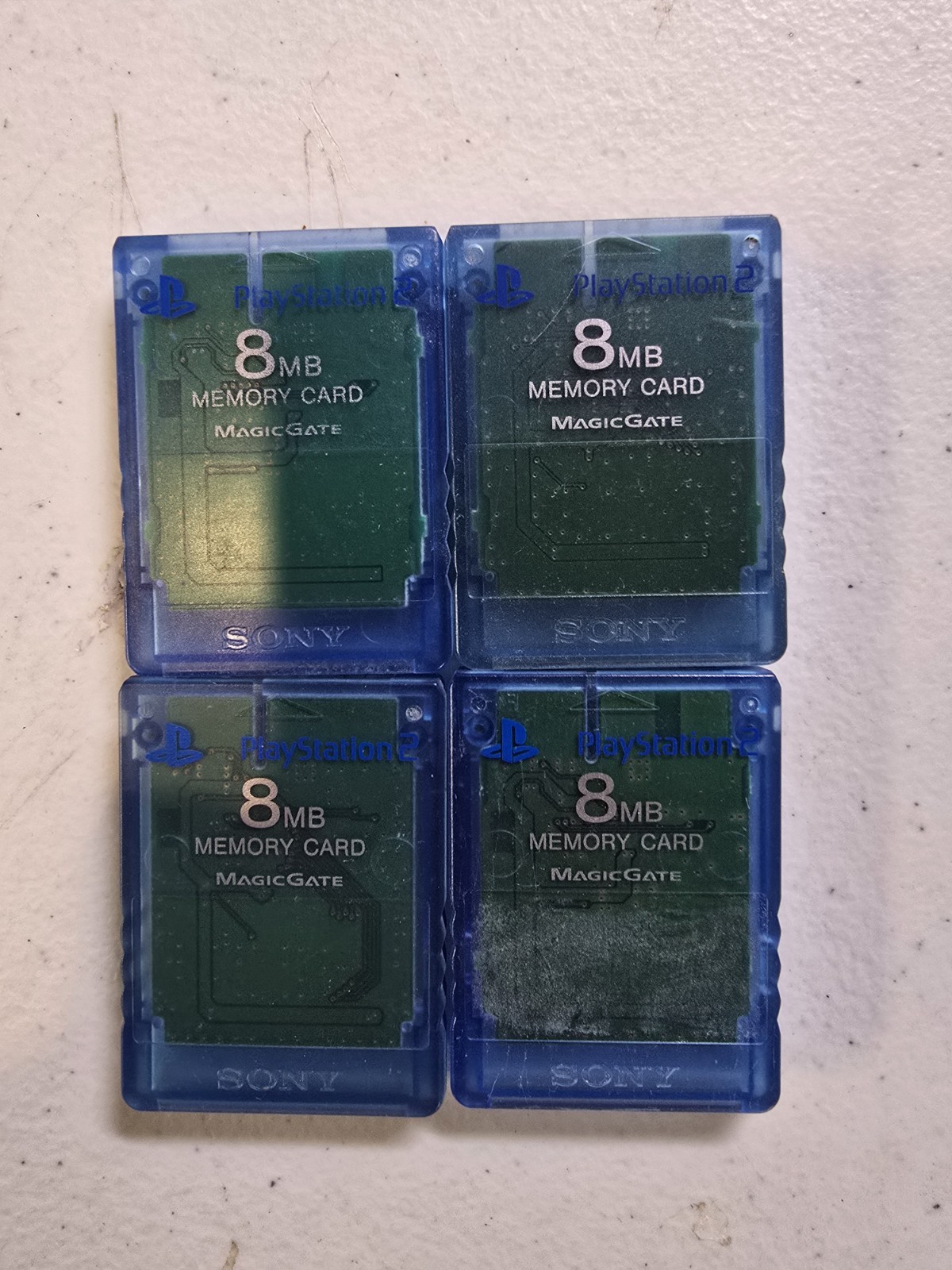 Lot of 4 Official SONY PlayStation PS 2 OEM PS2 Memory Cards Blue TESTED