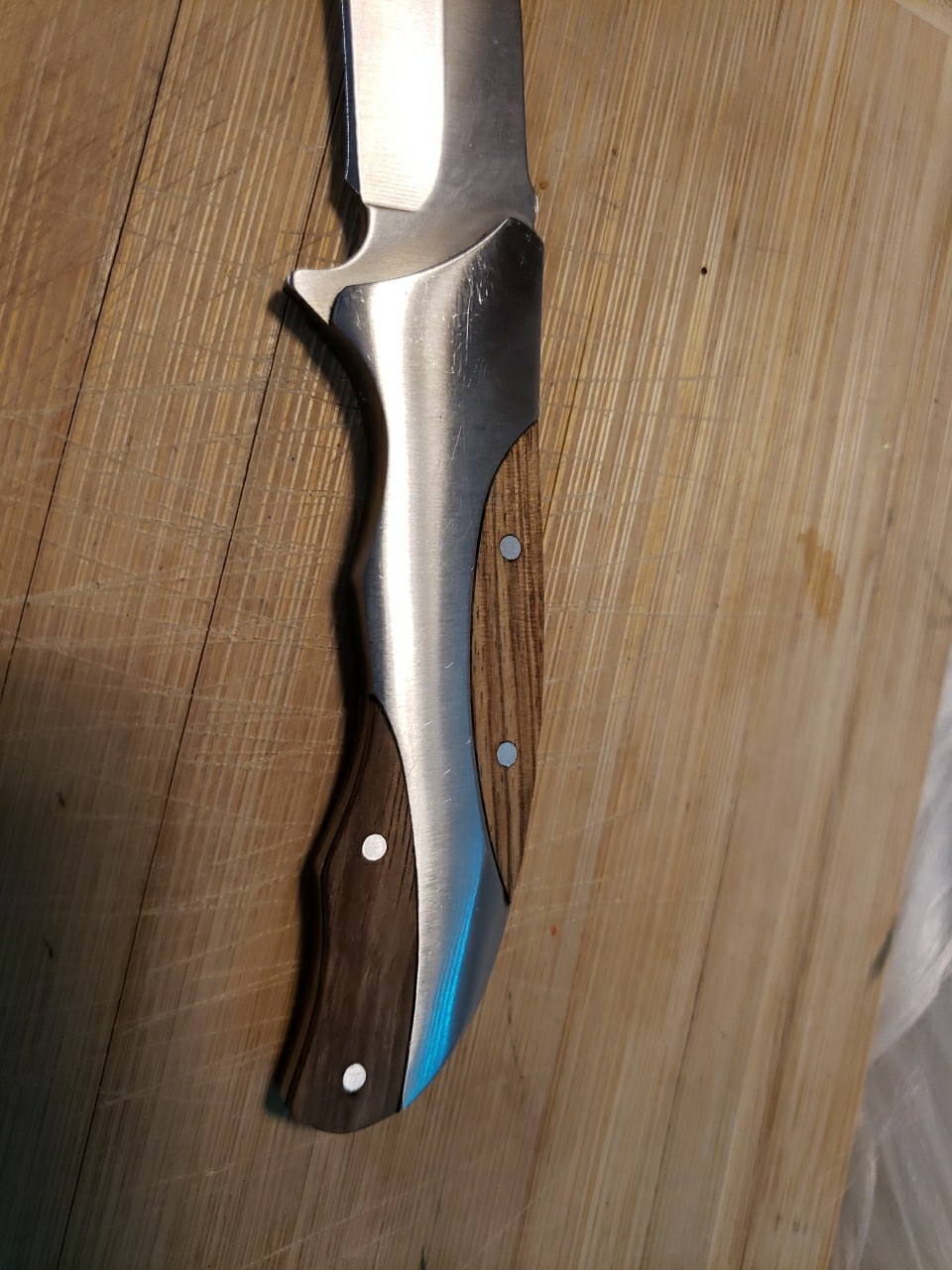 Unbranded  Survival 5 inch Fixed blade Knife Handle Wood & SS. VGC