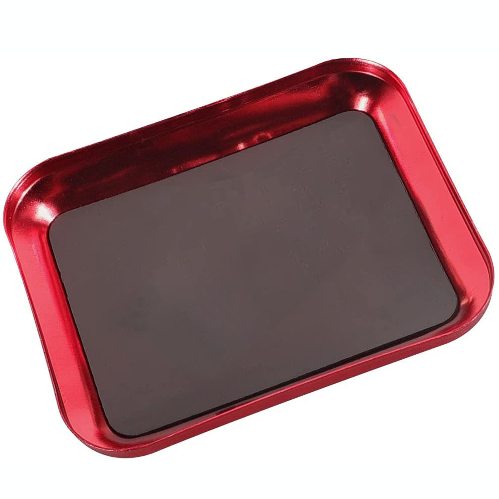 Screw Tray with Magnetic Pad, Aluminium Screws Disk Pallet for Repair Tool-Red