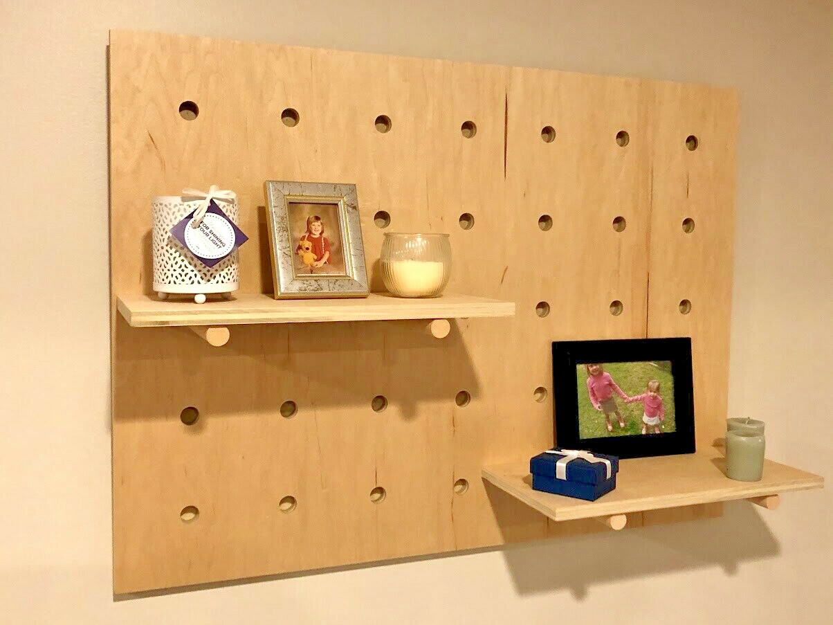 Modern Pegboard Display, Custom Wood Wall Orgainizer