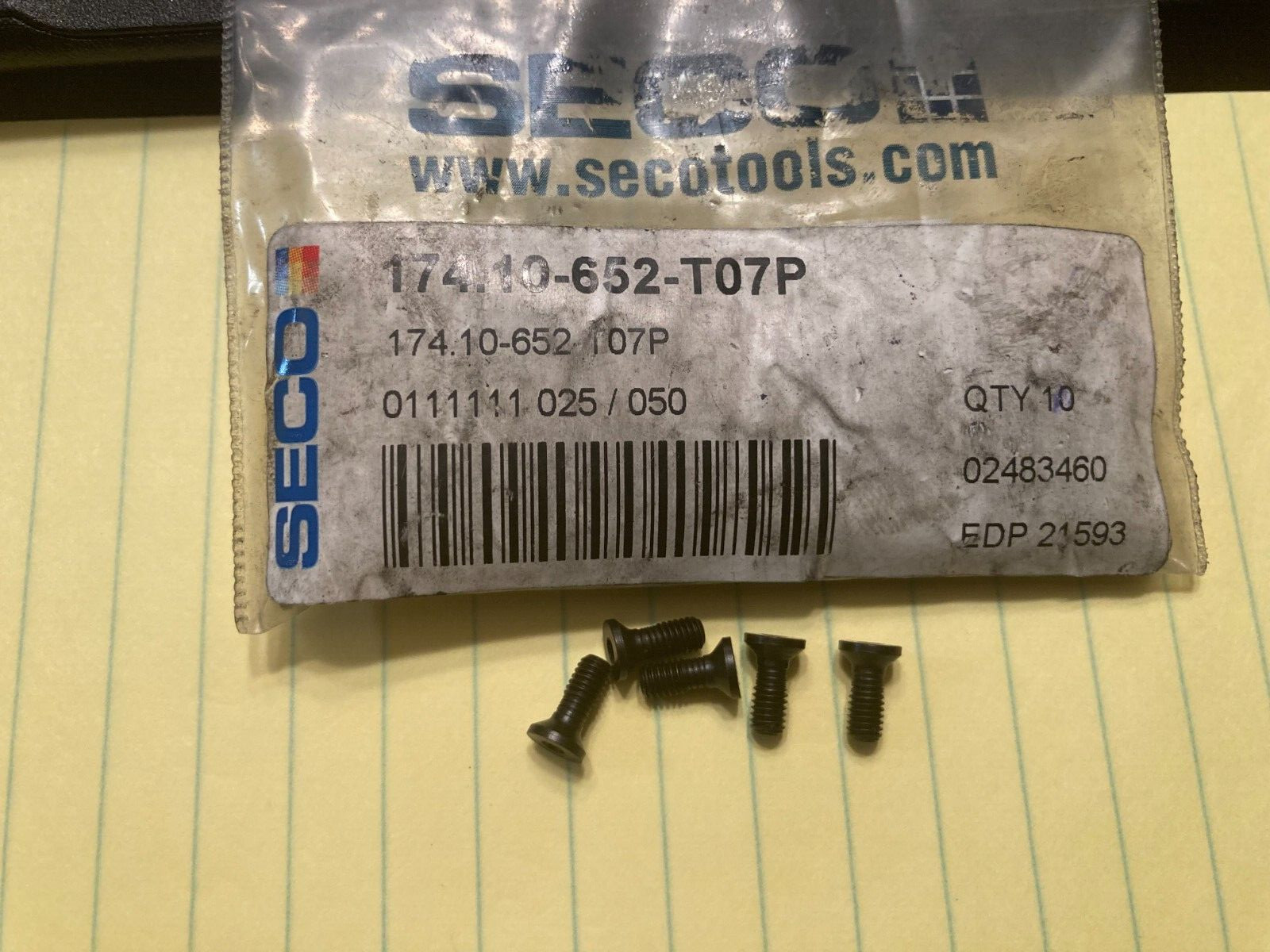 5 pcs  174. 10-652-T07P  Inserts Locking Torx Screws for Indexable Toolholders