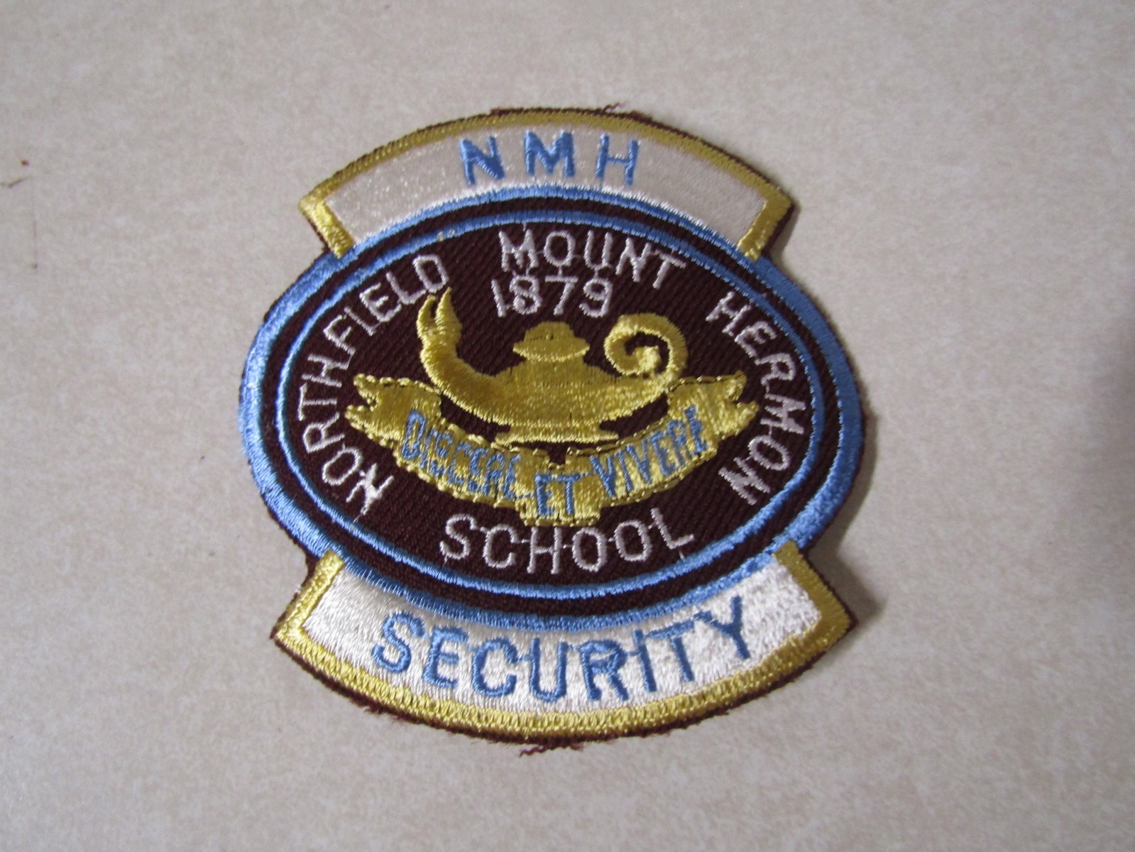 MILITARY PATCH NORTHFIELD MOUNT HERMON SCHOOL NMH SECURITY MASSACHUSETTS PREP