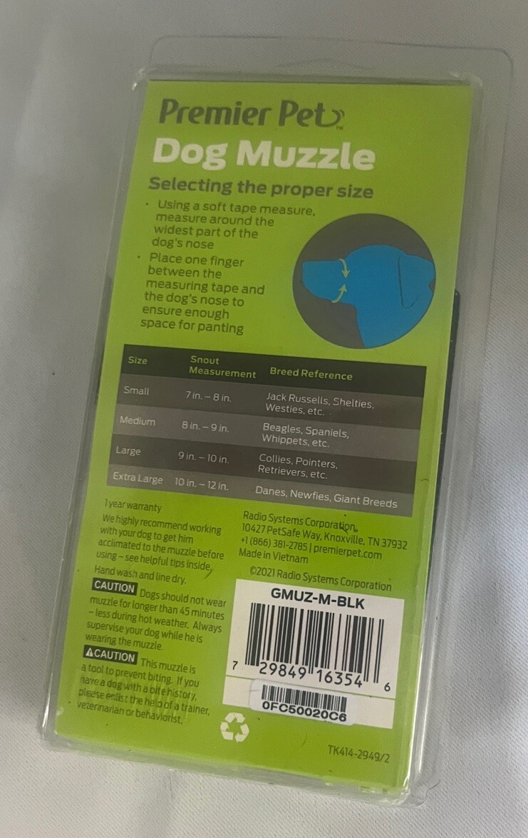 Premier Pet Size M Dog Muzzle Constraint Mouth Open Box