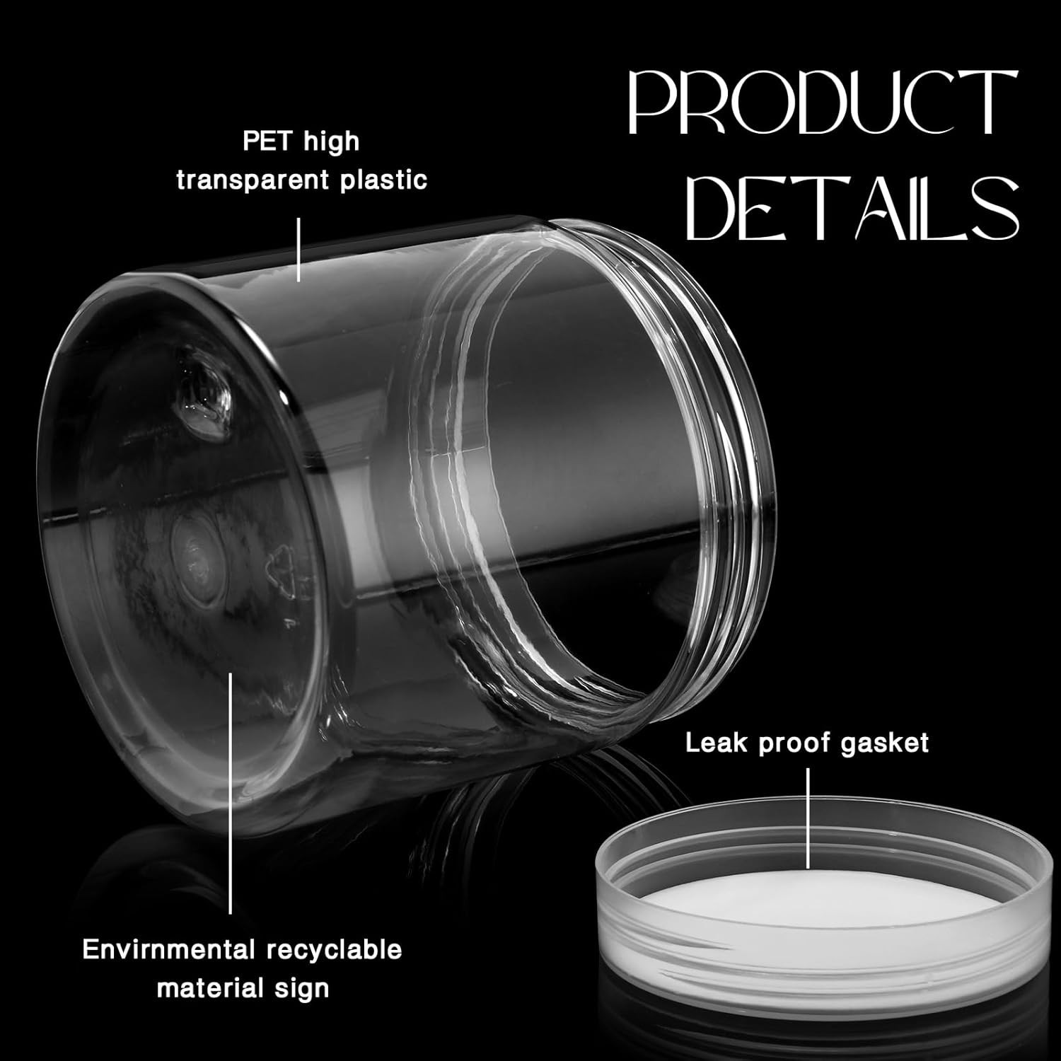 4 Pack Clear Round Plastic Jars with Secure Lids for Crafts & Cosmetics