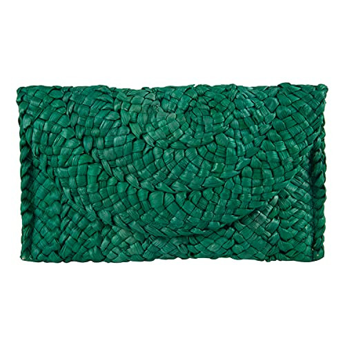 Straw Clutch Purses for Women Summer Beach Bags Envelope Woven Clutch Green