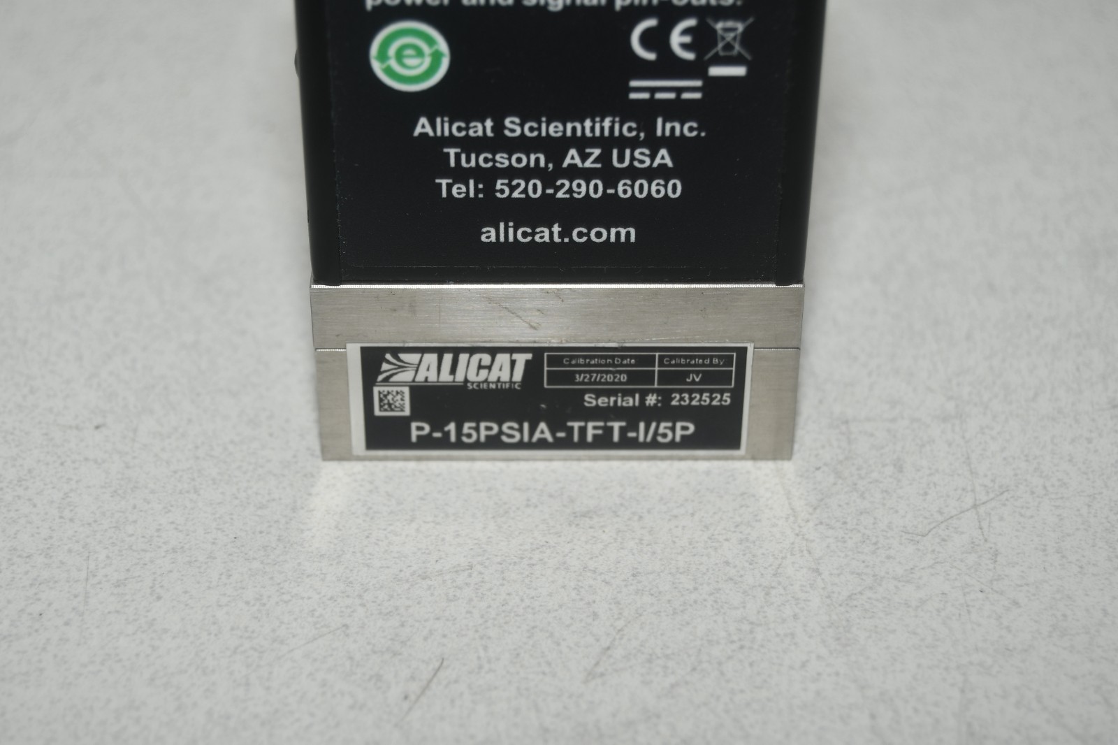 ^ Alicat P-15PSIA-TFT-I/5P Flow Controller #X8335
