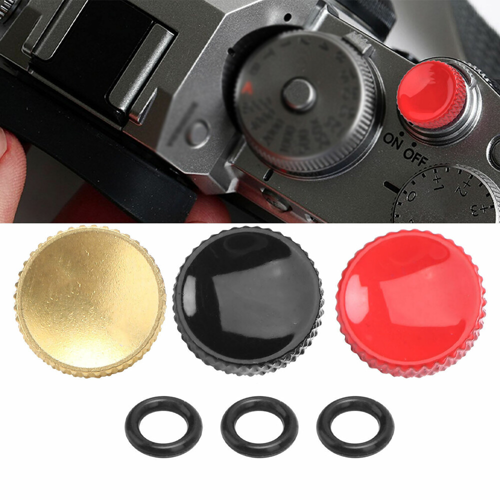 2X Brass Concave Shutter Release Button Rubber Ring for Fujifilm Leica Sony