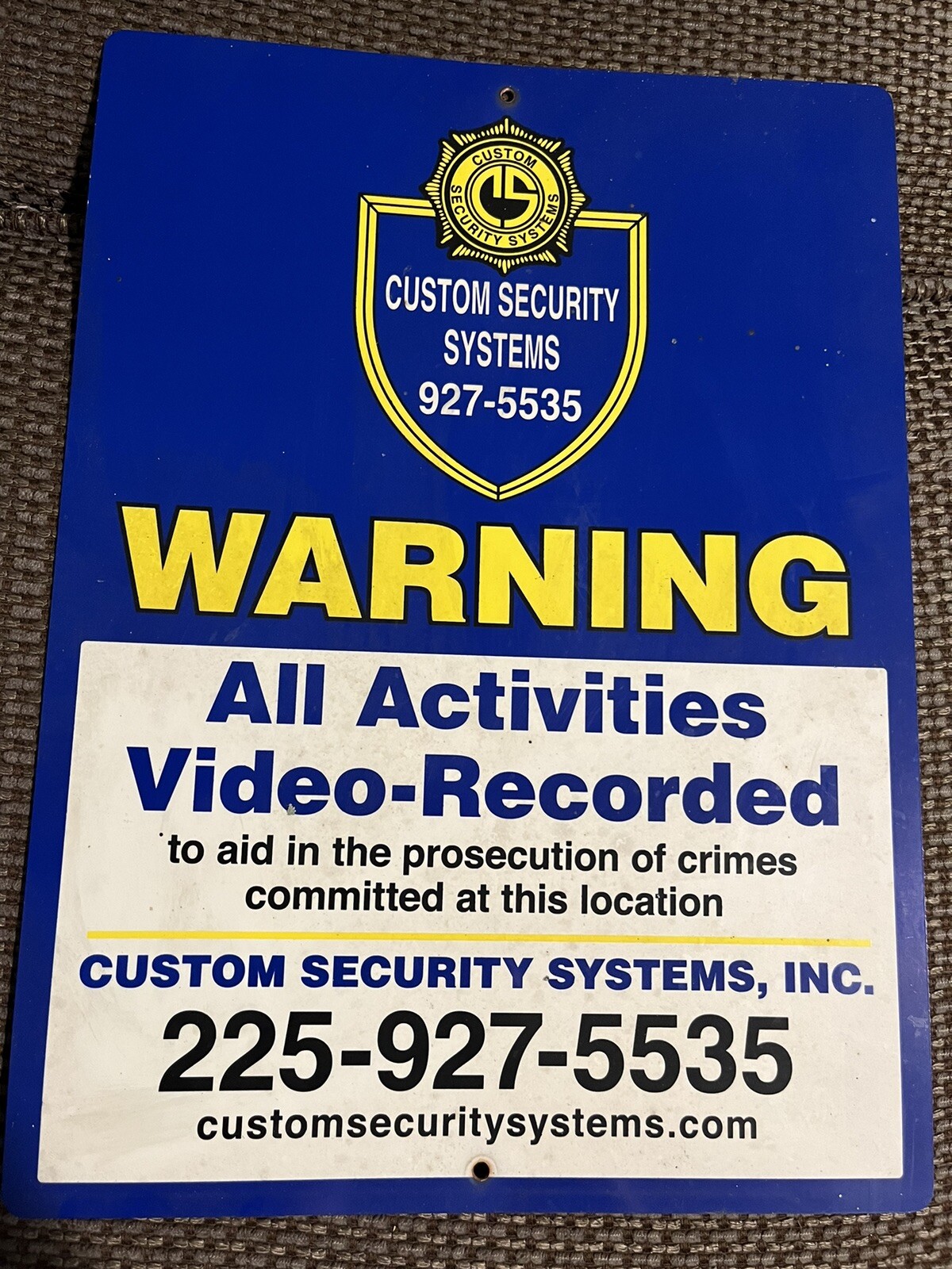 Custom Security Systems Warning Sign - Plastic - All Activities Video Recorded