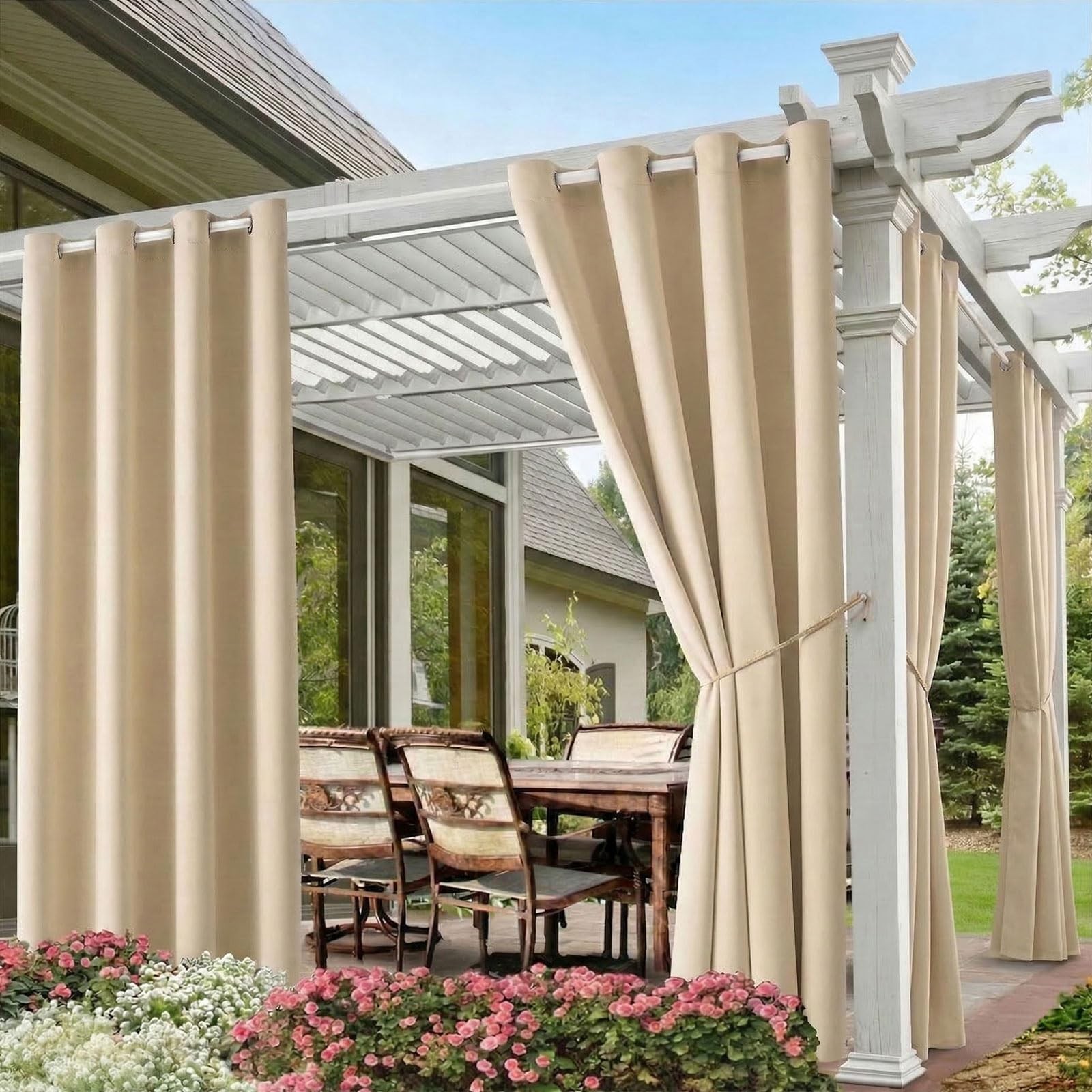Outdoor Patio Curtain Waterproof Darkening Thermal Insulated Indoor Curtains ...