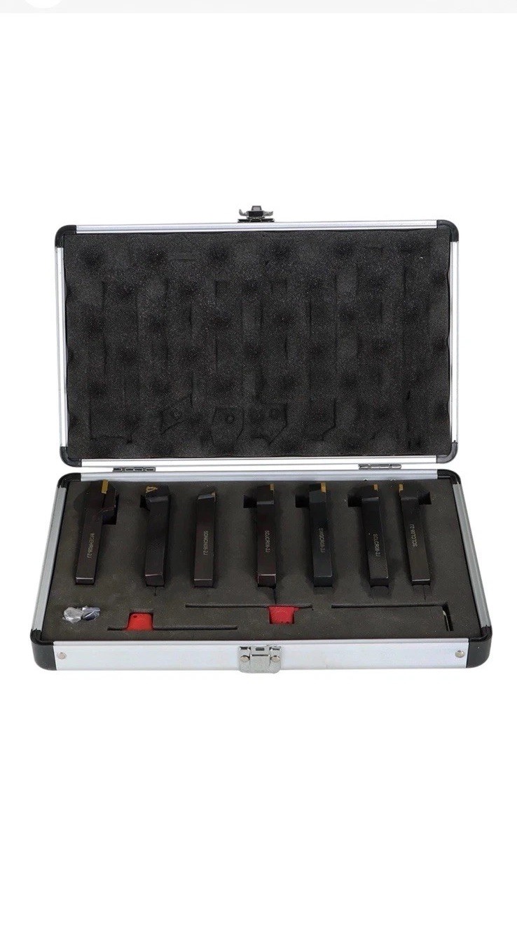 7PC Carbide Indexable Turning Tool 1/2" Lathe Tool Bit Set Thread Insert Holder