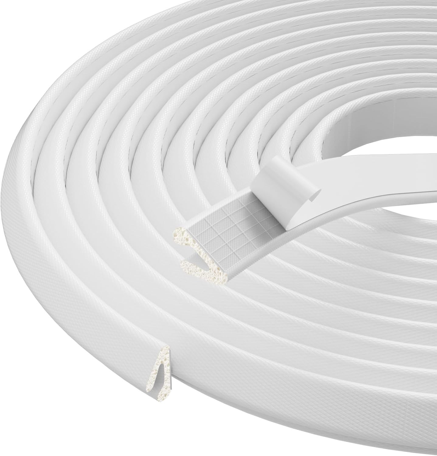 V Shape Foam Weather Stripping Door Frame Seal Strip 19.7FT White, Draft Stop...