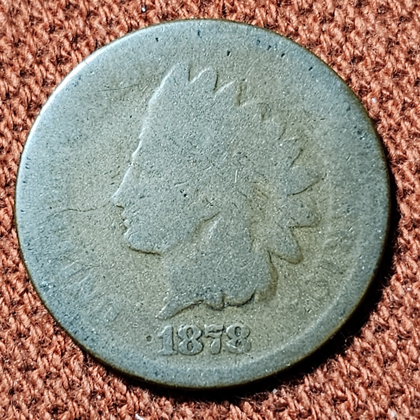 1878 Indian Head Cent 1C Bronze Coin AG/G Low Mintage Semi-Key Date Nice Coin