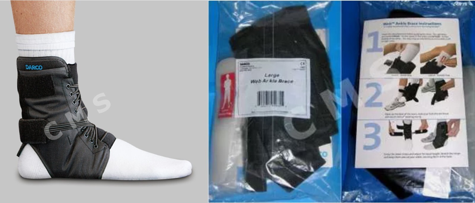 DARCO Web Ankle Support Brace Sports Black New Original Bungee Closure ALL SIZES